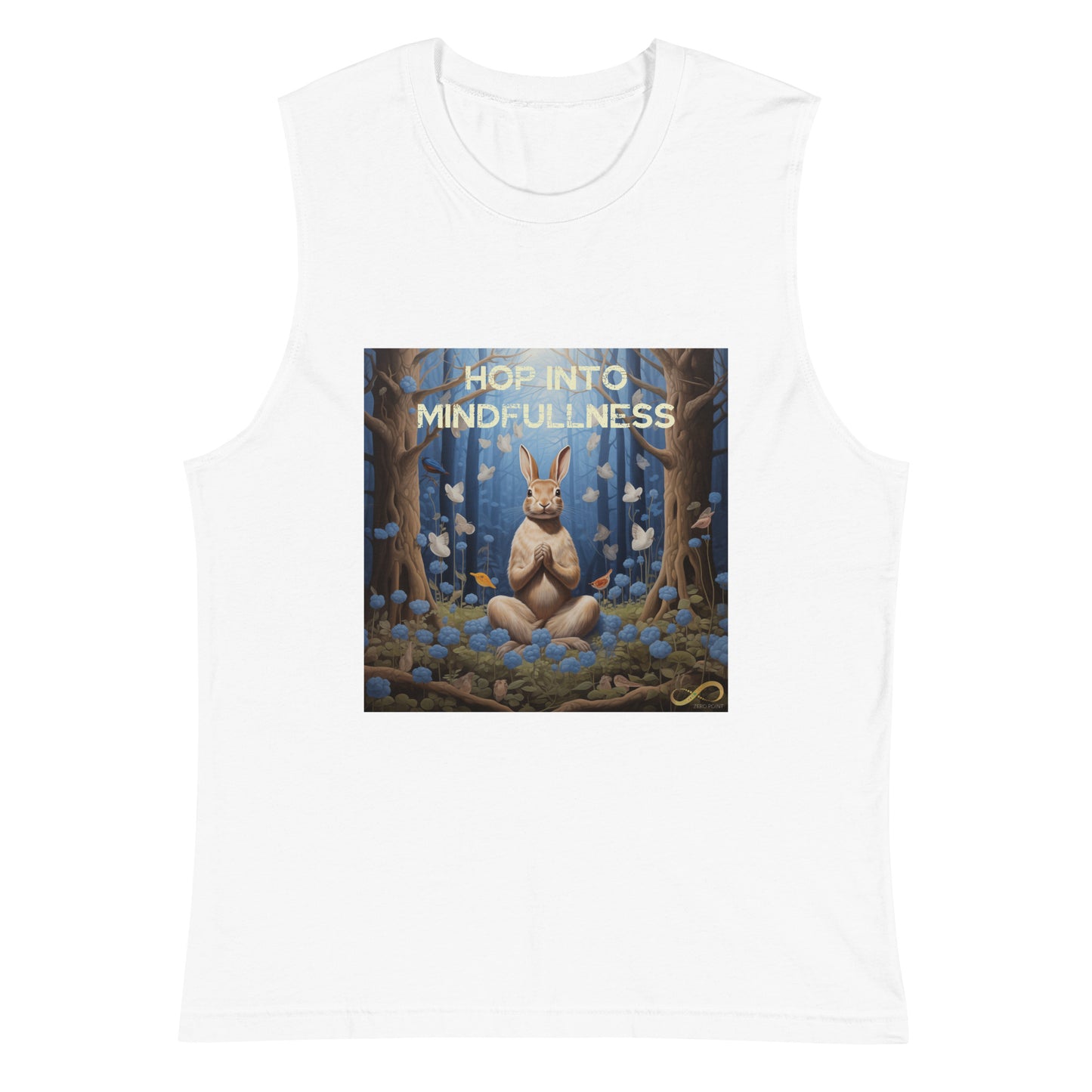 Meditating Zen Rabbit with Mantra Muscle Tank