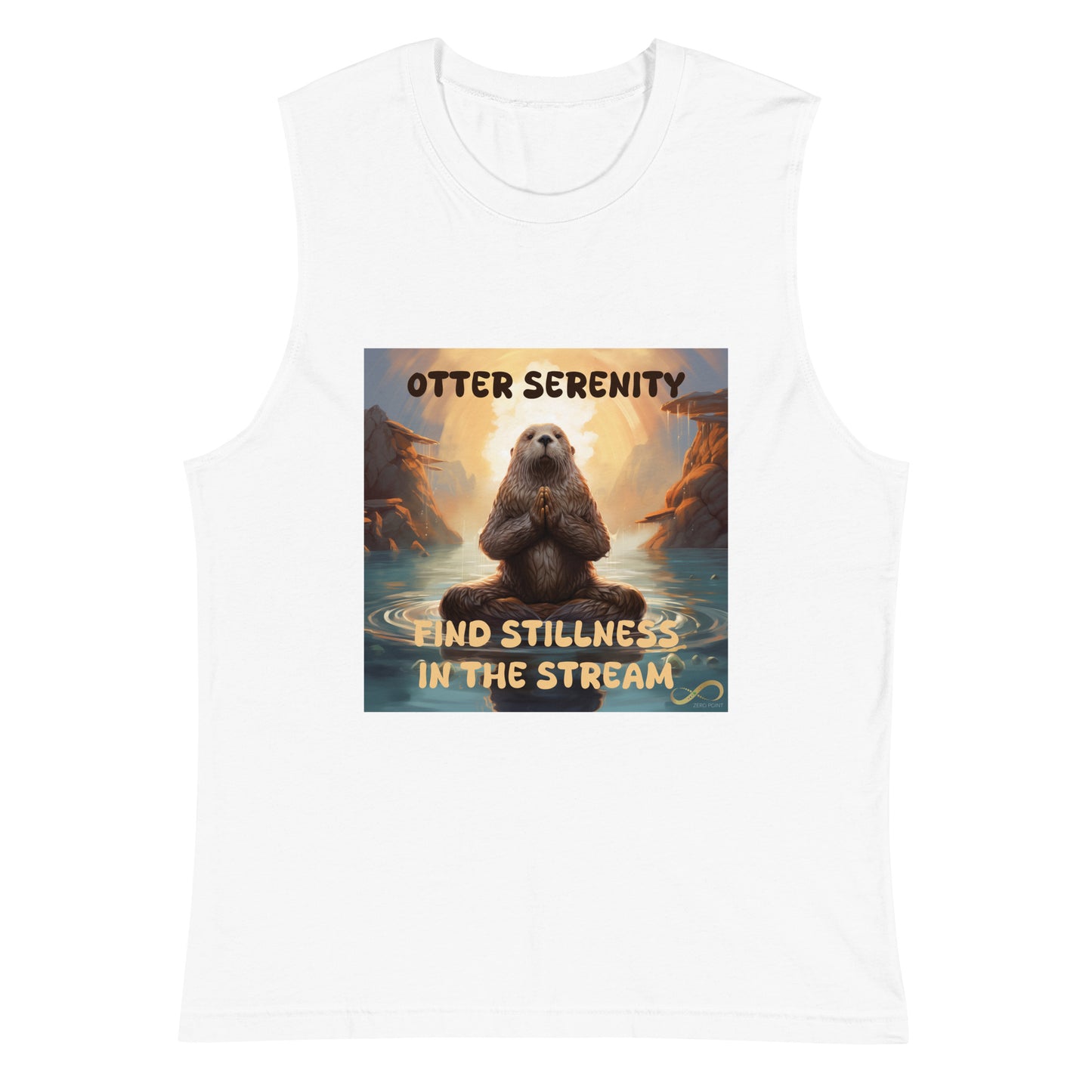 Meditating Zen Otter with Mantra Muscle Tank