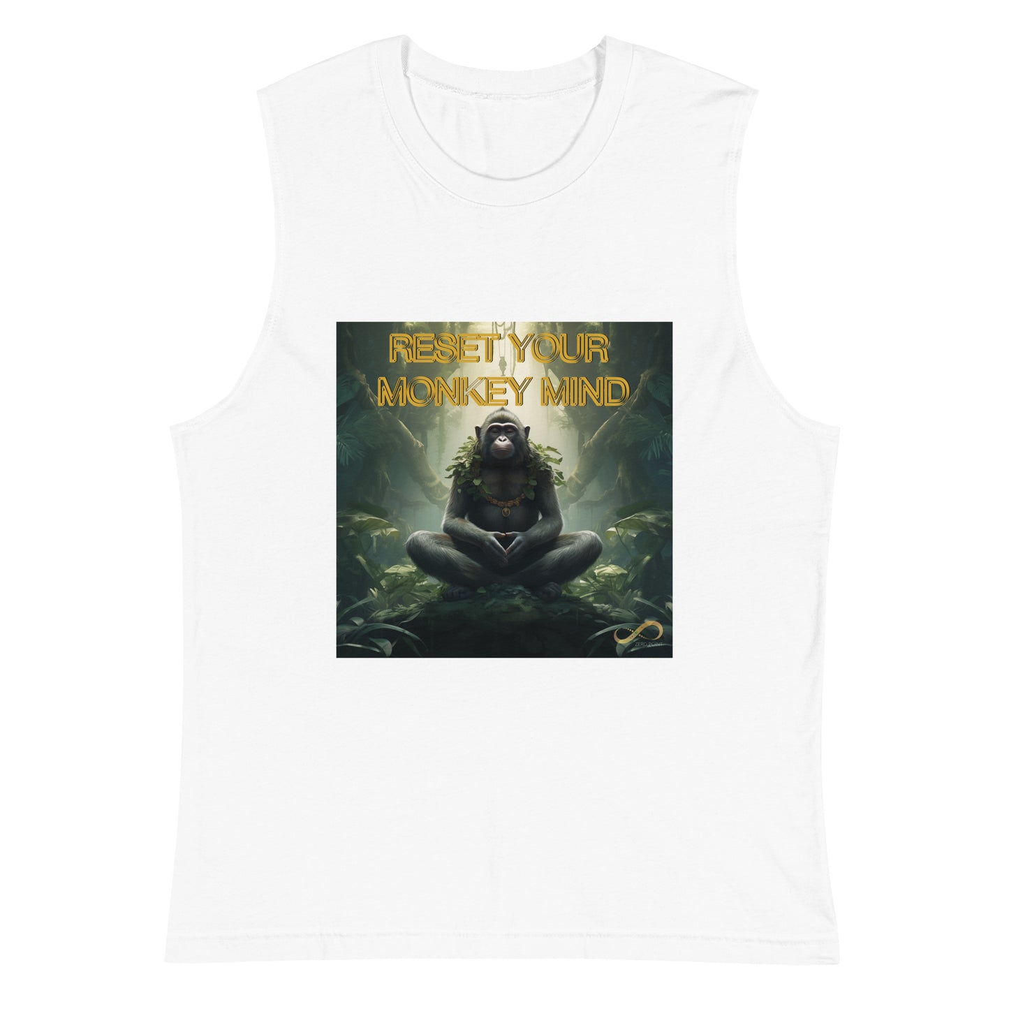 Meditating Zen Monkey Mind with Mantra Muscle Tank