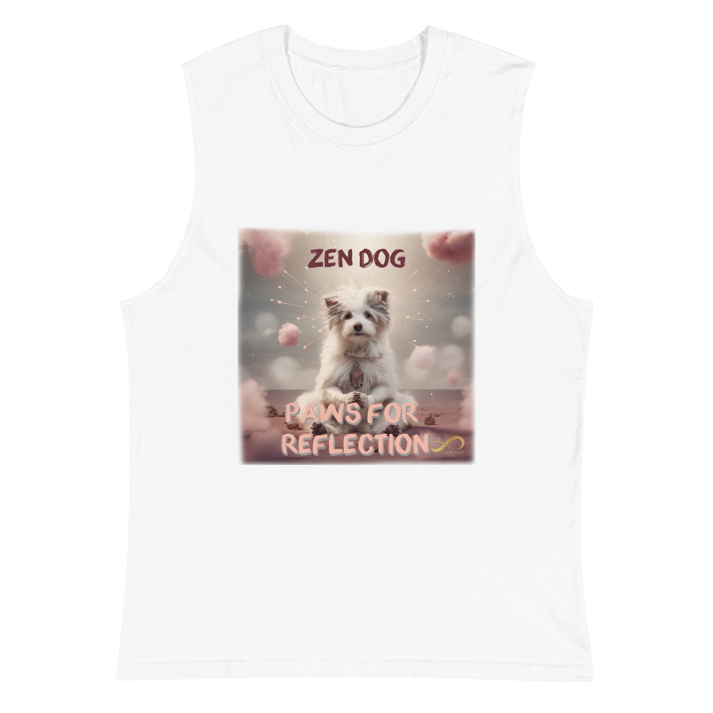 Meditating Zen Dog with Mantra Muscle Tank