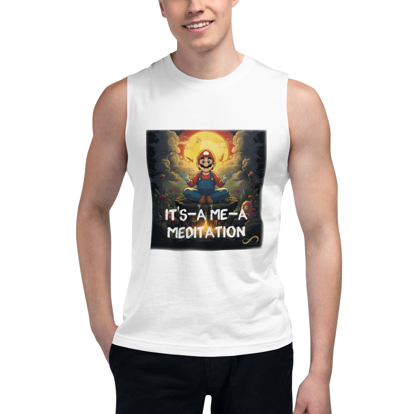 Meditating Zen Gamer with Mantra muscle tank