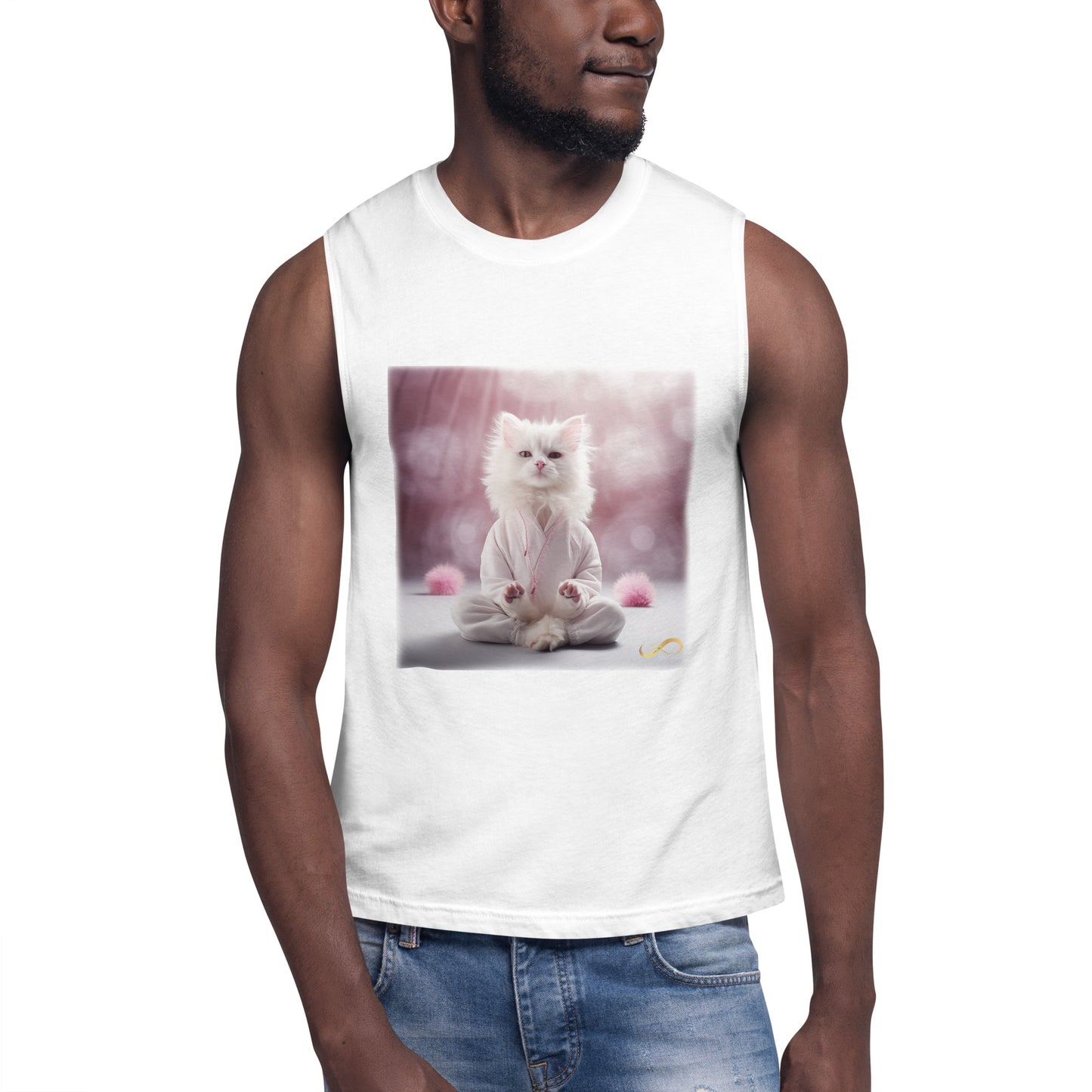 Meditating Zen Cat Muscle Shirt