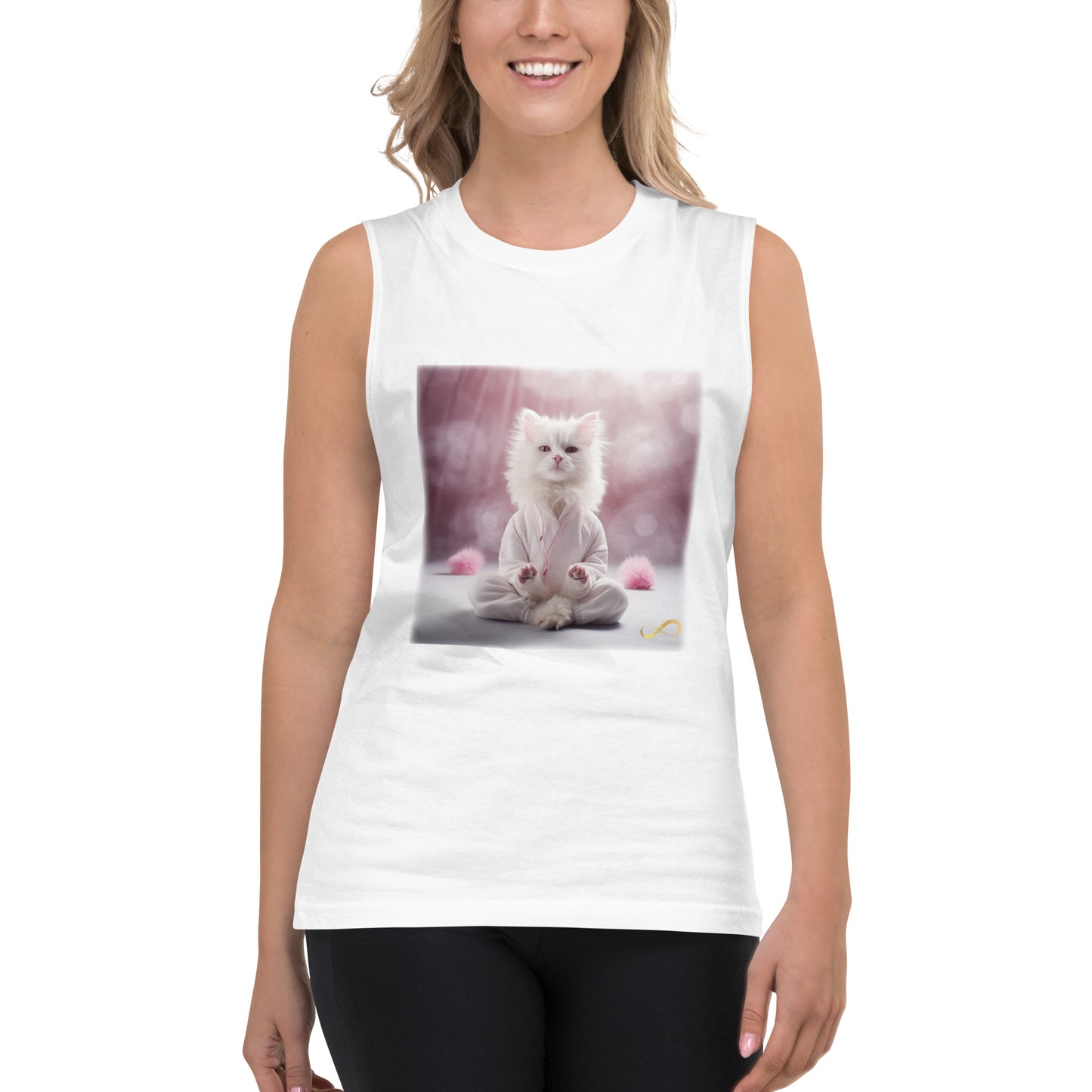 Meditating Zen Cat Muscle Shirt