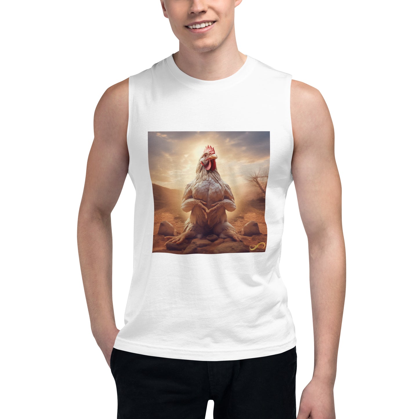 Meditating Zen Hen Muscle Shirt