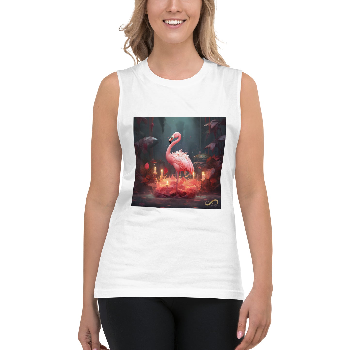 Meditating Zen Flamingo Muscle Tank