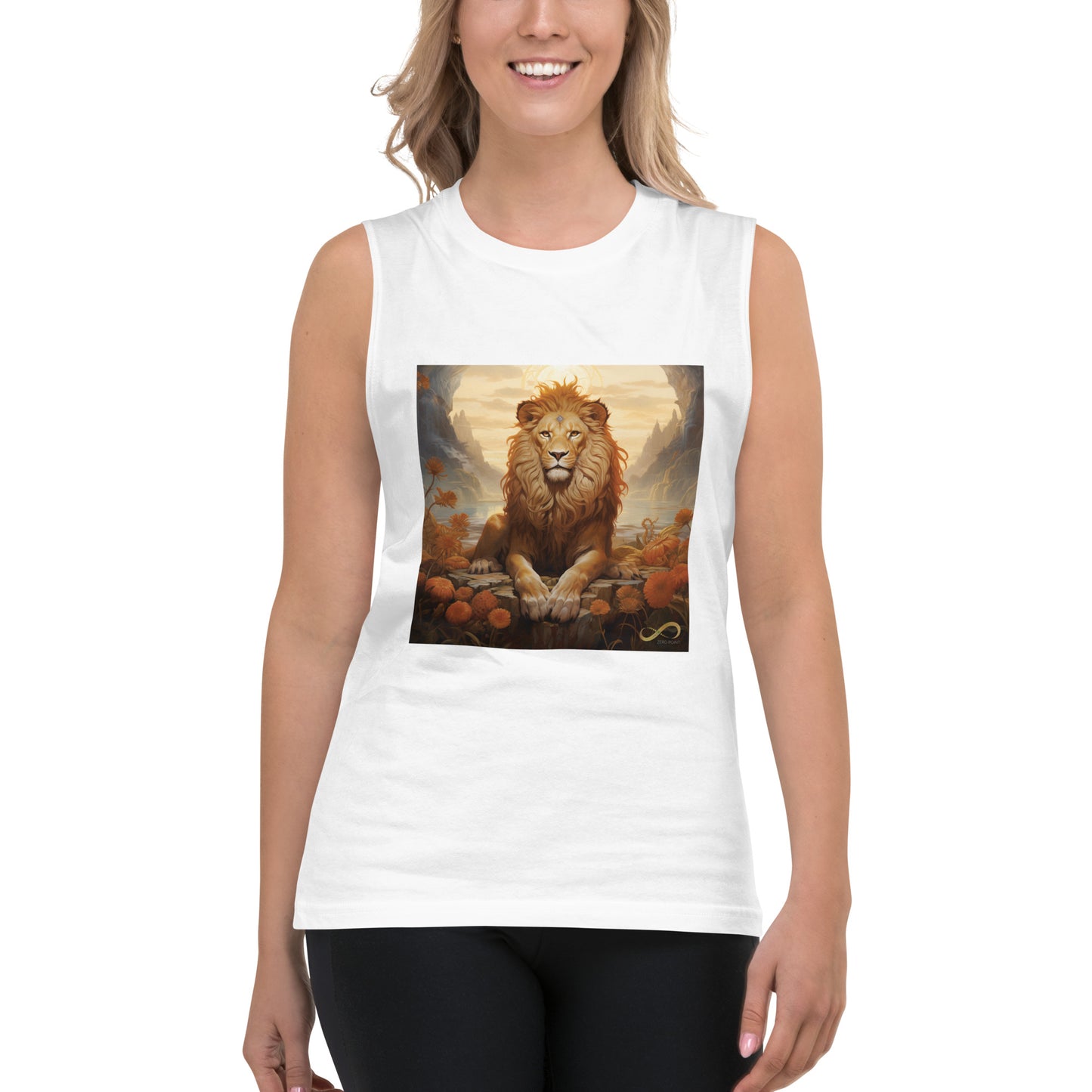 Meditating Zen Lion Muscle Tank Shirt