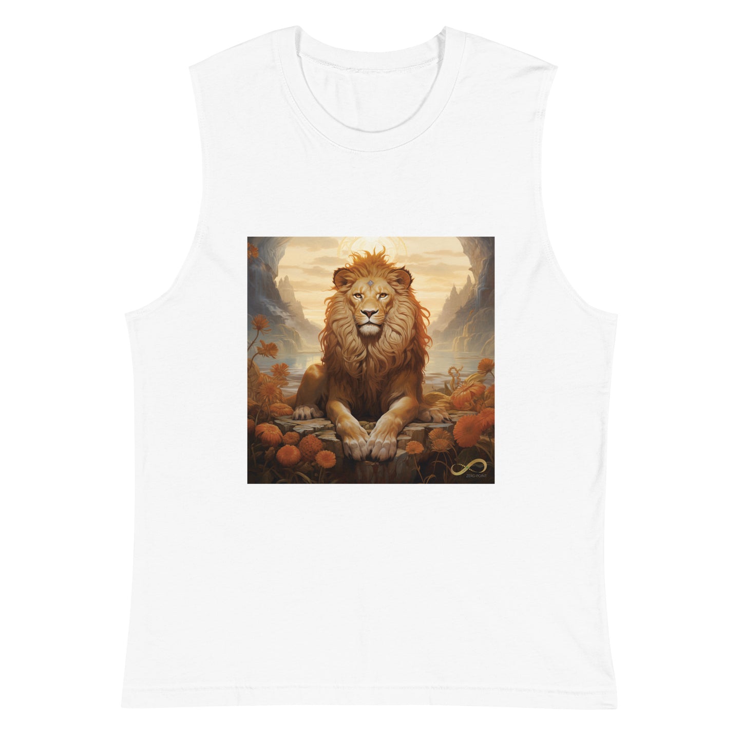 Meditating Zen Lion Muscle Tank Shirt