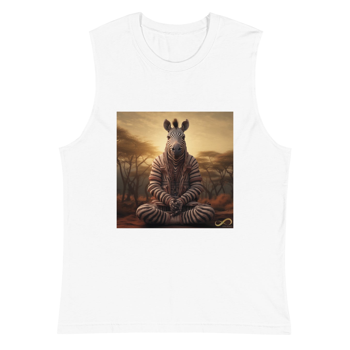 Meditating Zen Zebra Muscle Tank