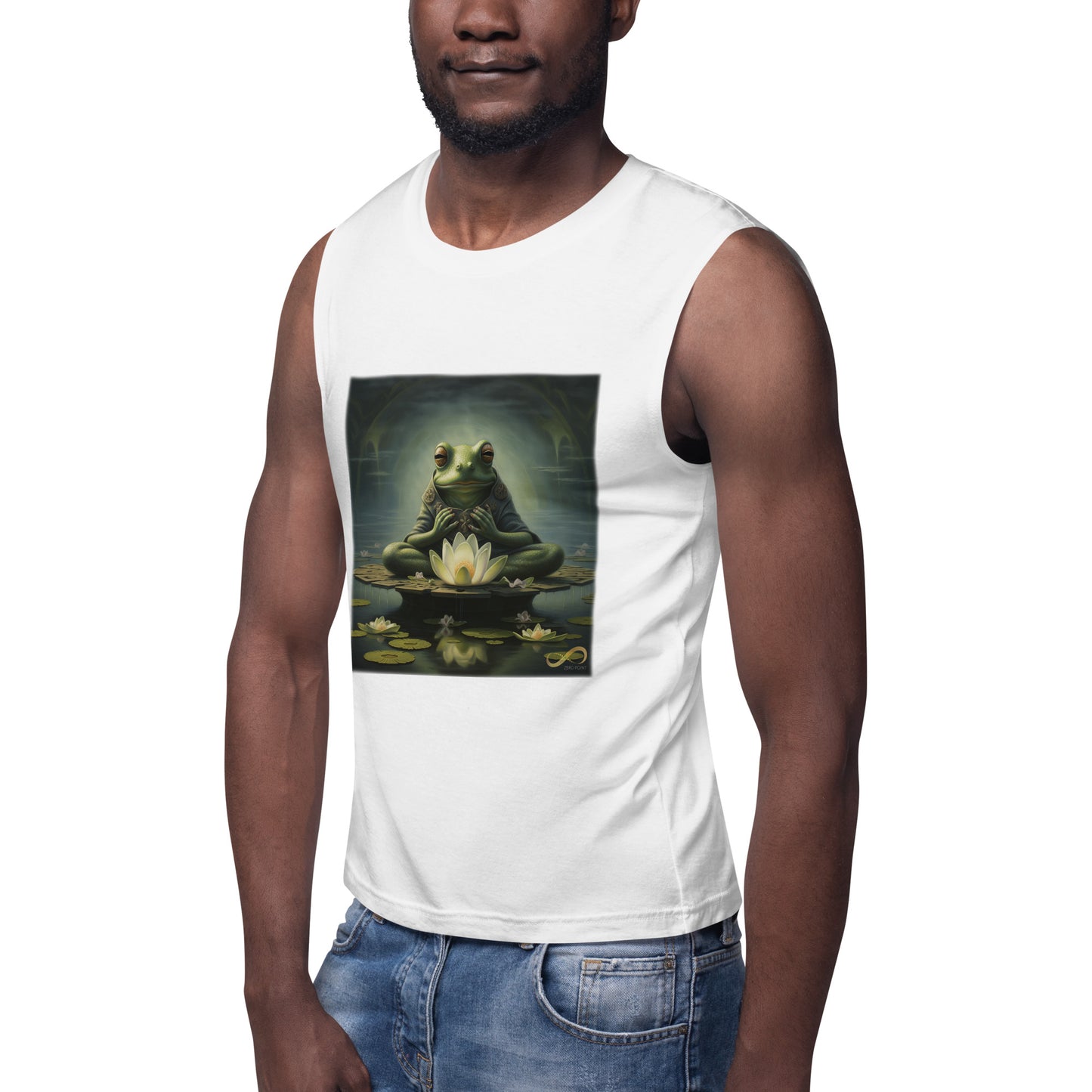 Meditating Zen Frog Muscle Tank