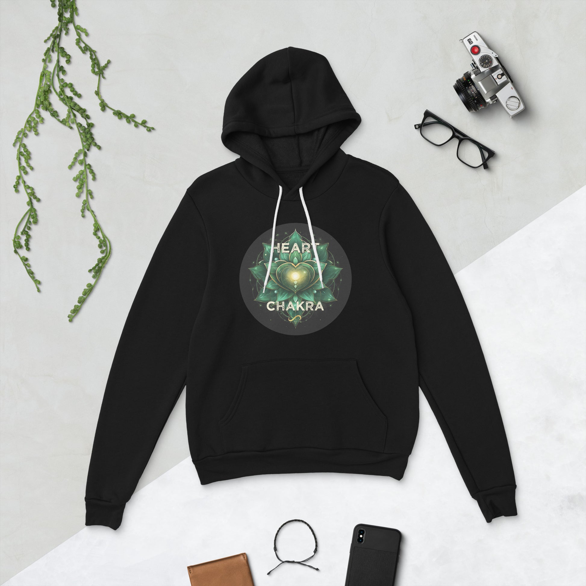 Heart Chakra zero point activation merch black hoodie