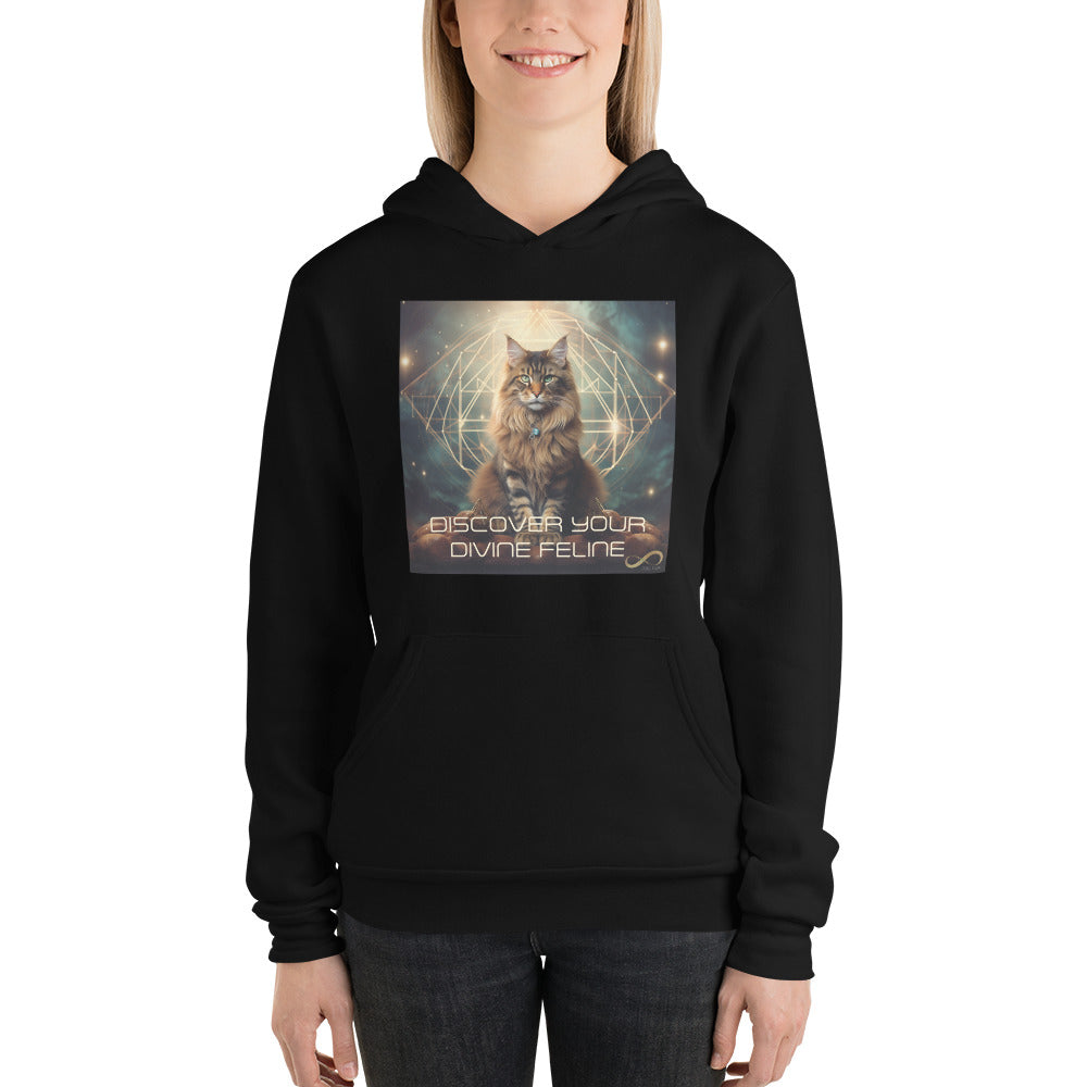 Meditating Divine Feline with Mantra Hoodie