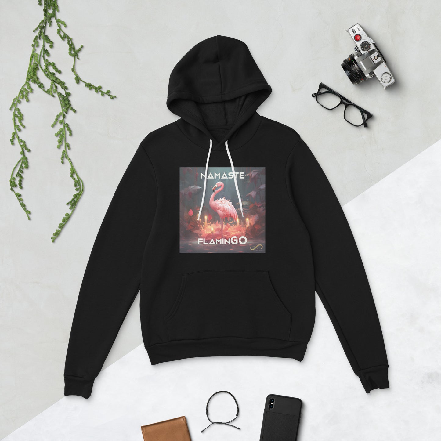 Meditating Zen Flamingo with Mantra Hoodie