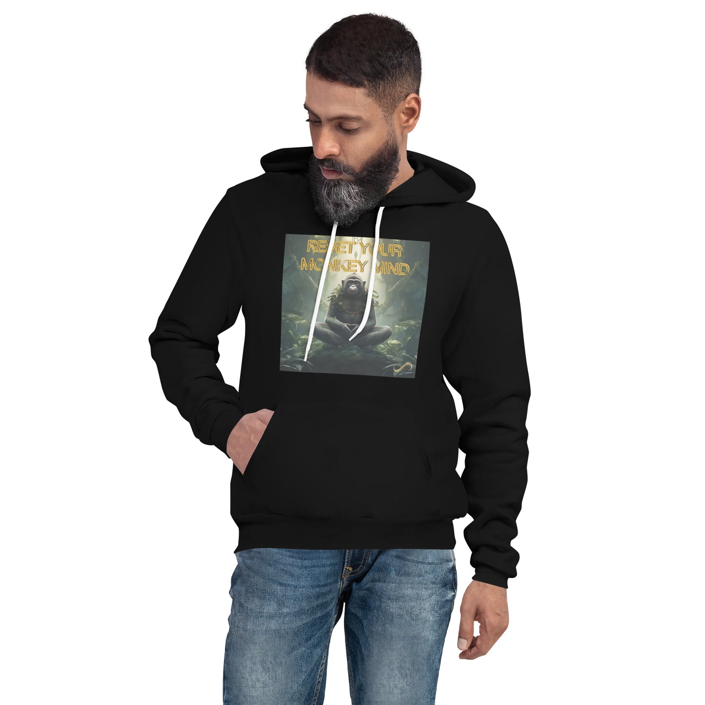 Meditating Zen Monkey Mind with Mantra Hoodie