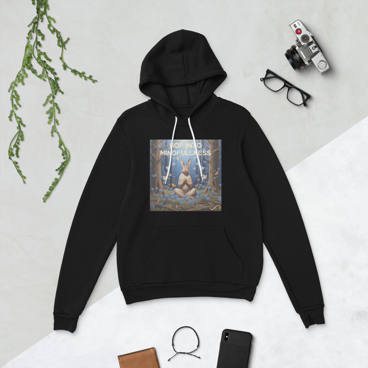 Meditating Zen Rabbit with Mantra Hoodie