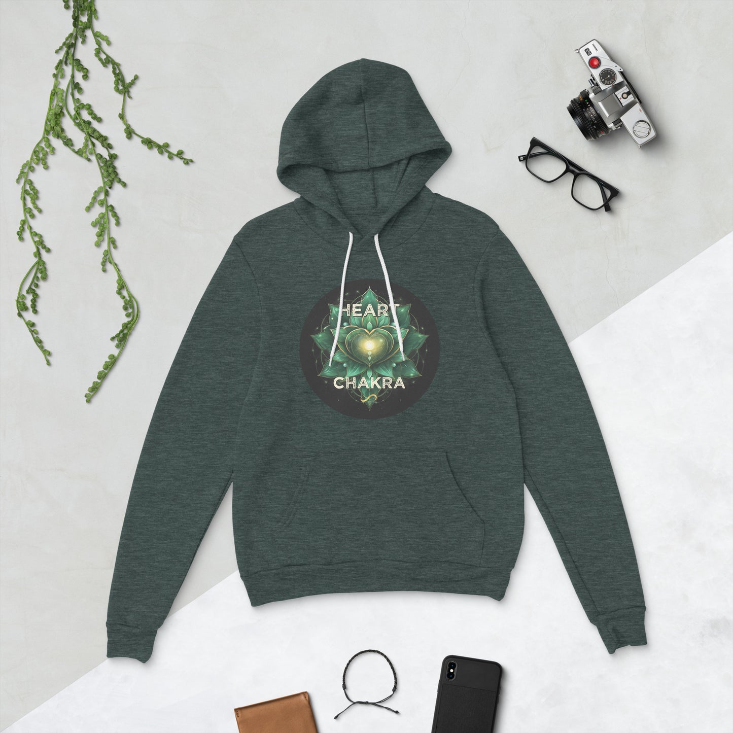 Heart Chakra zero point activation merch green hoodie