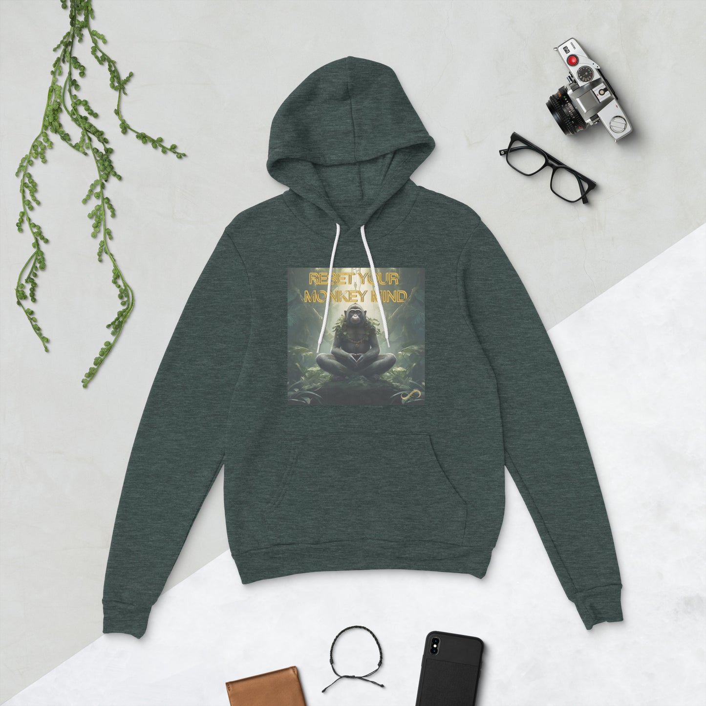 Meditating Zen Monkey Mind with Mantra Hoodie