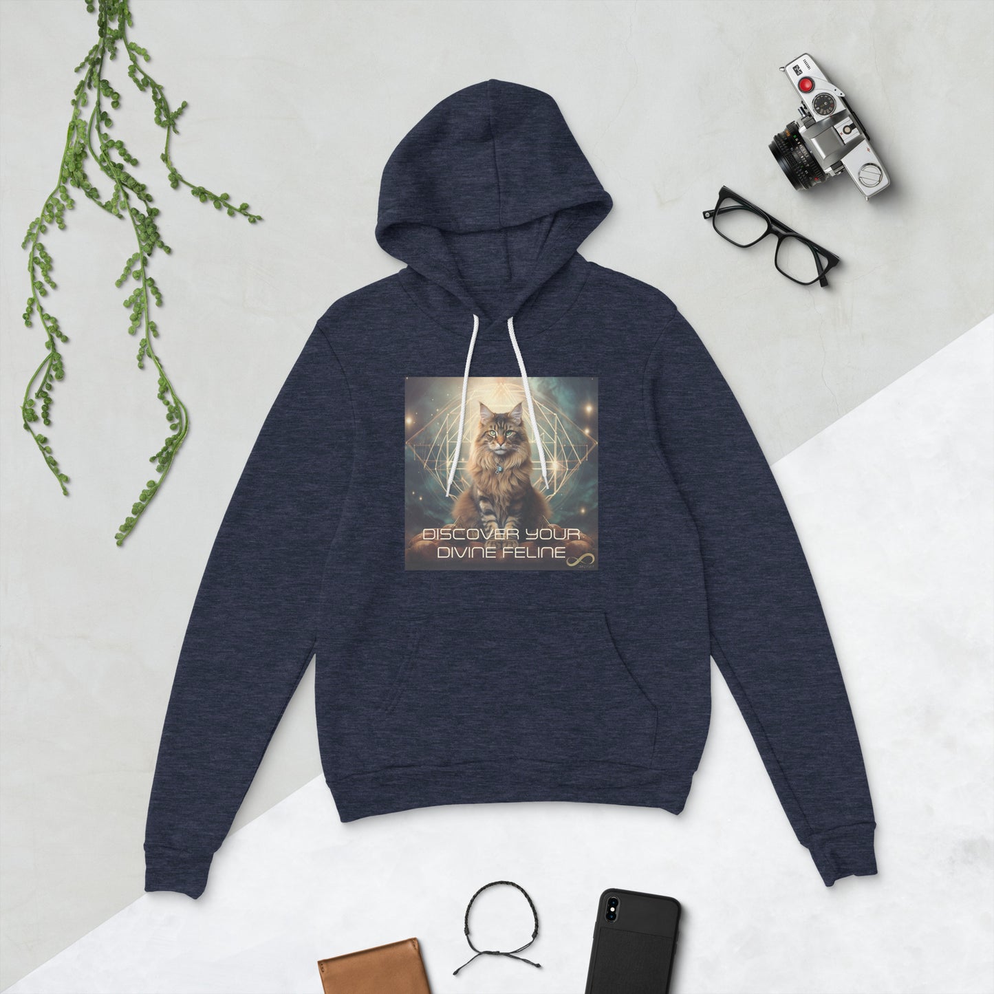 Meditating Divine Feline with Mantra Hoodie