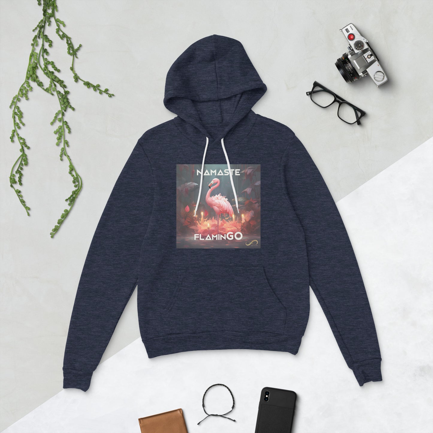 Meditating Zen Flamingo with Mantra Hoodie