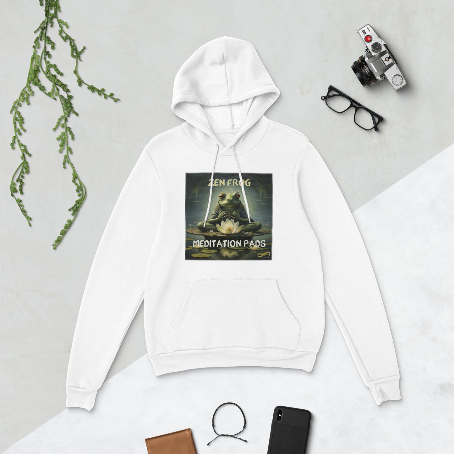 Meditating Zen Frog with Mantra Hoodie