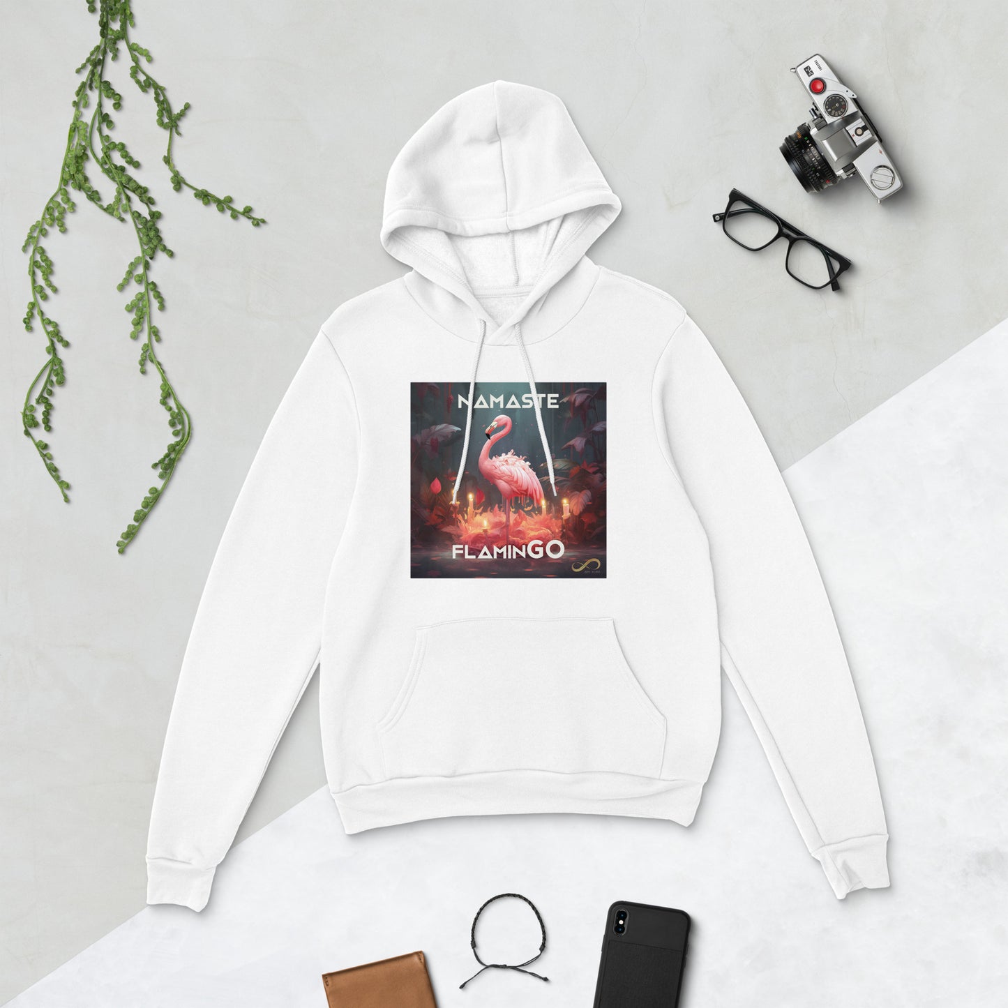 Meditating Zen Flamingo with Mantra Hoodie