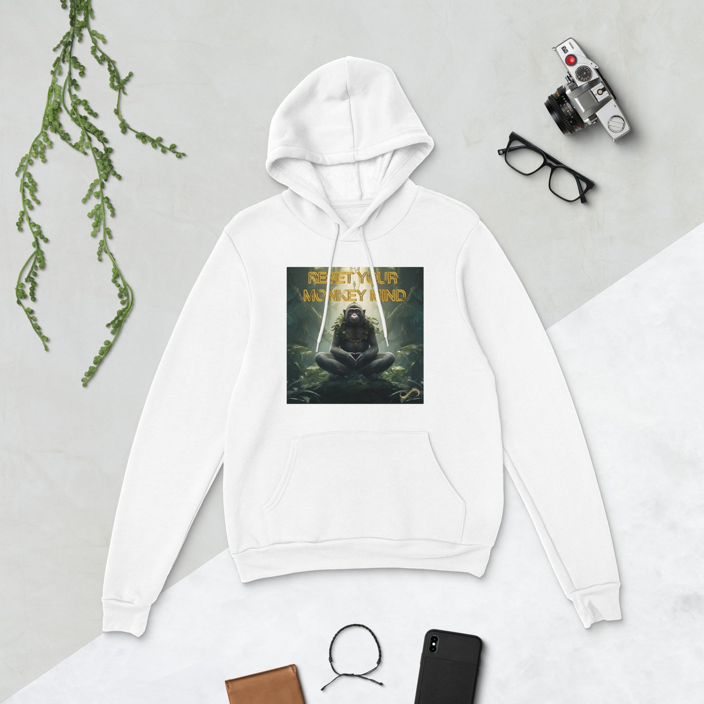 Meditating Zen Monkey Mind with Mantra Hoodie