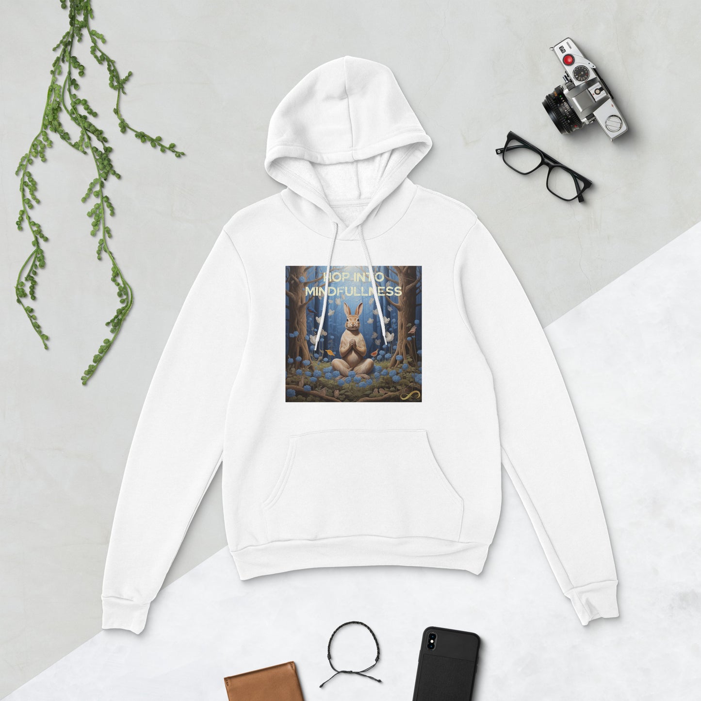 Meditating Zen Rabbit with Mantra Hoodie