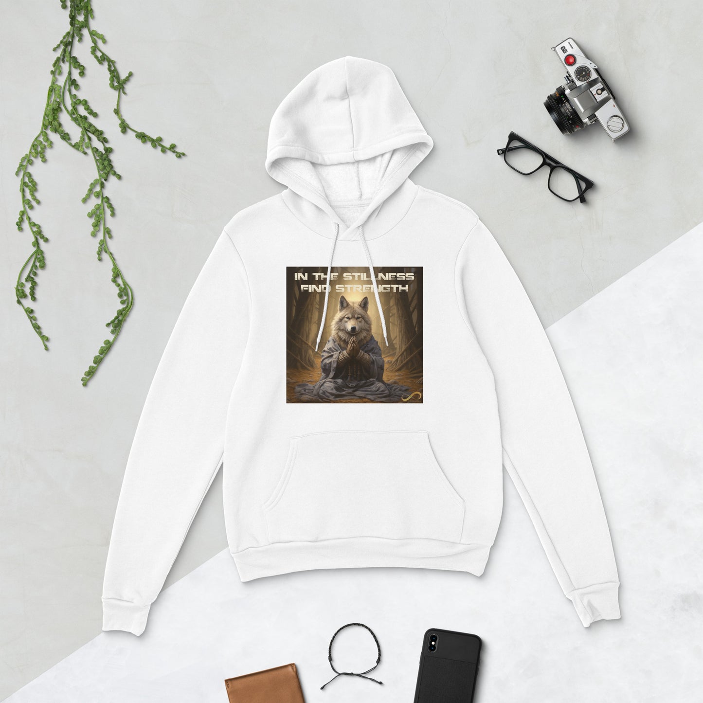 Meditating Wolf with Mantra Hoodie