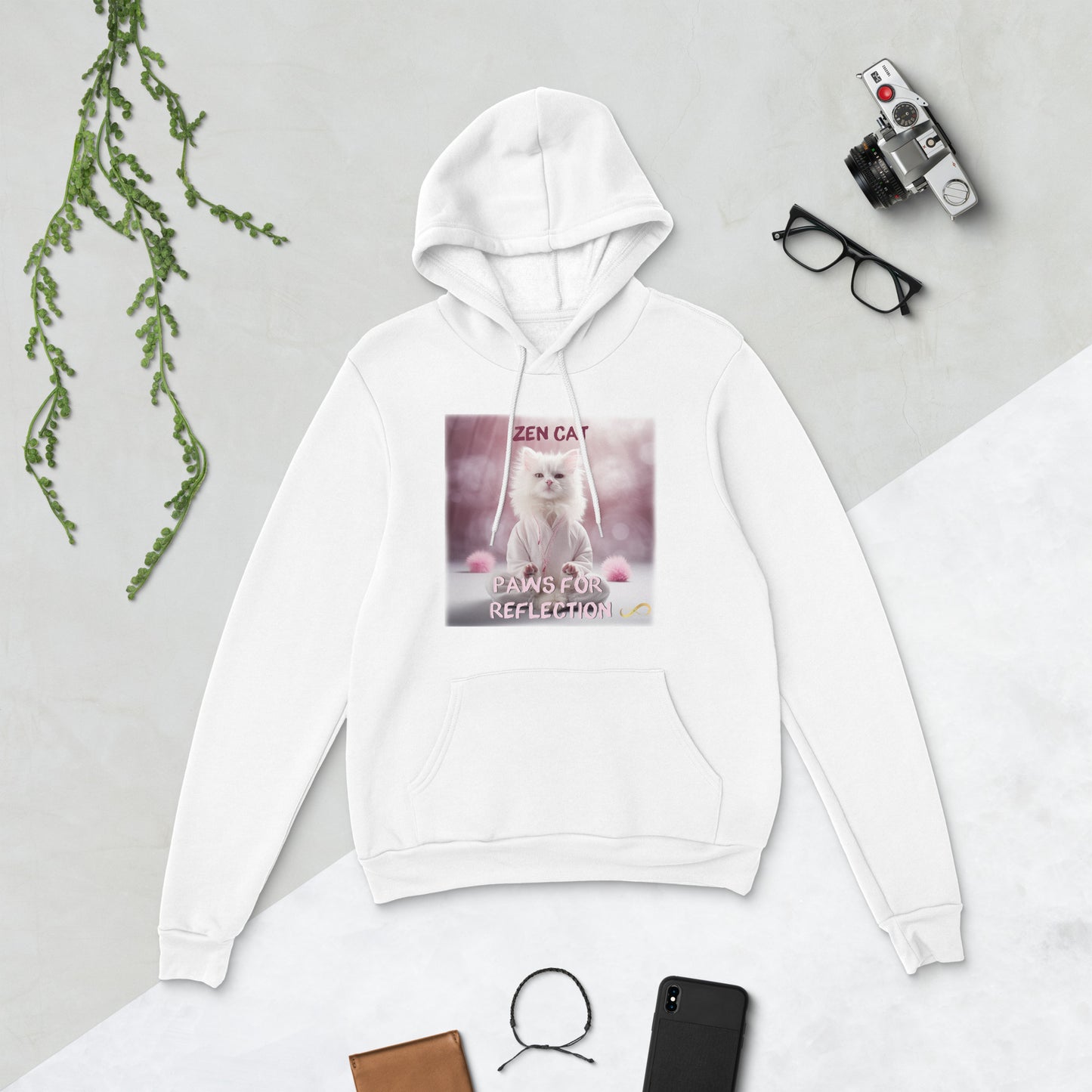 Meditating Zen Cat with Mantra Hoodie