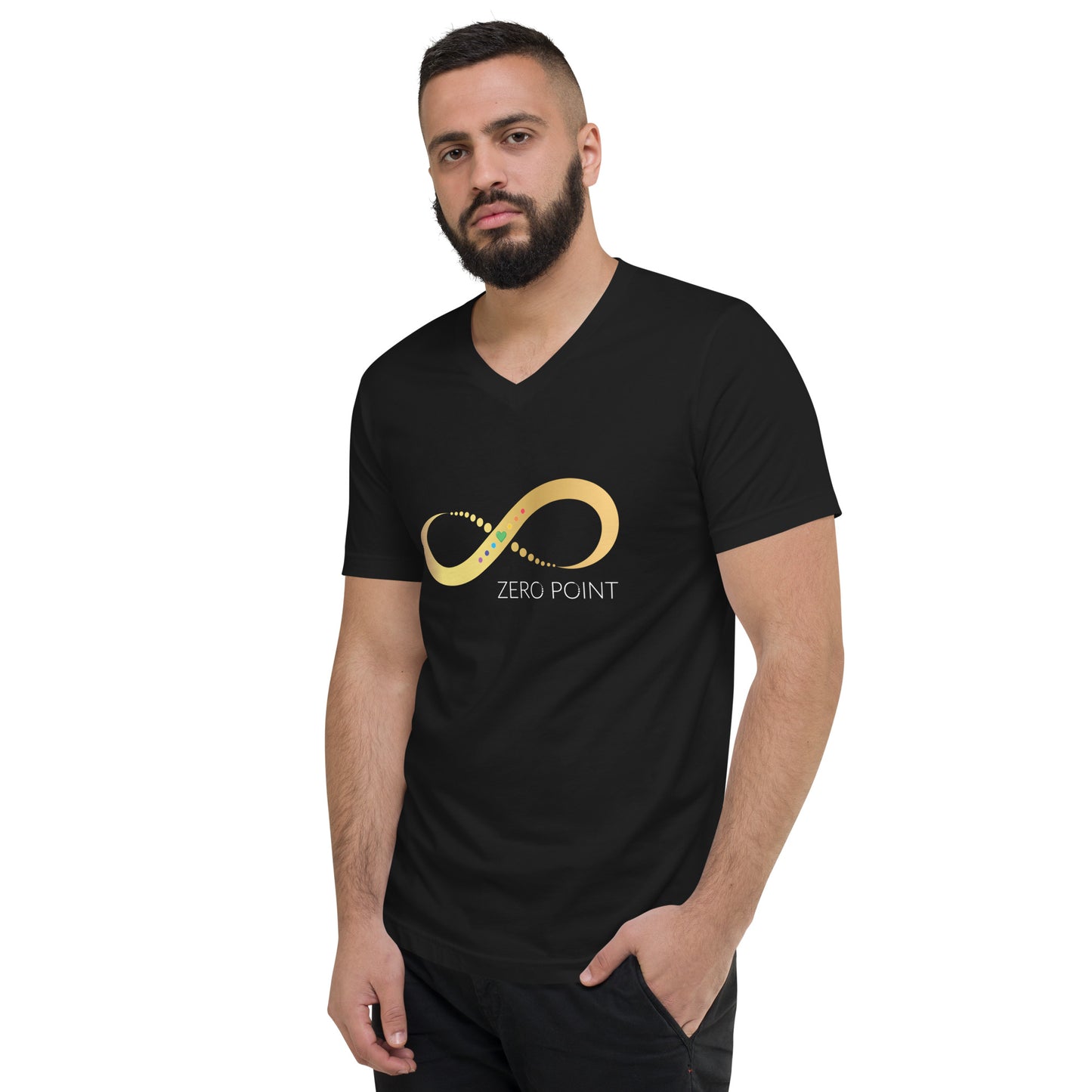 Zero Point Activation Unisex Short Sleeve V-Neck T-Shirt - black