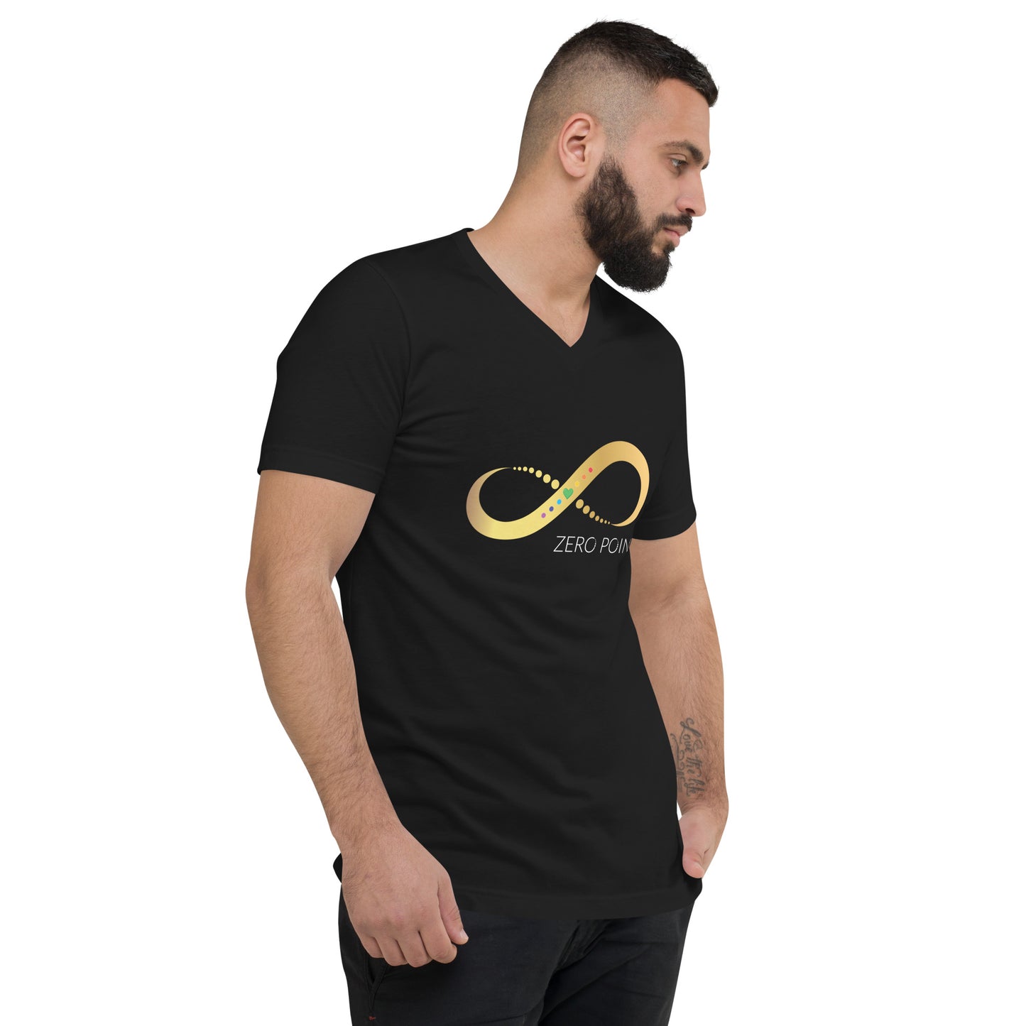 Zero Point Activation Unisex Short Sleeve V-Neck T-Shirt - black