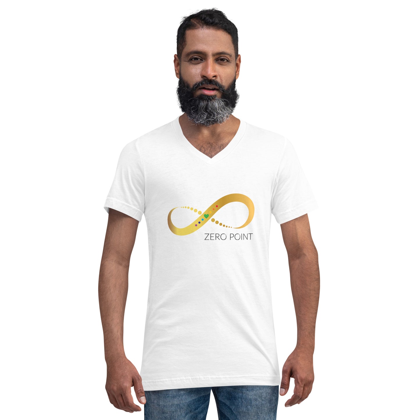 Zero Point Activation Unisex Short Sleeve V-Neck T-Shirt - white