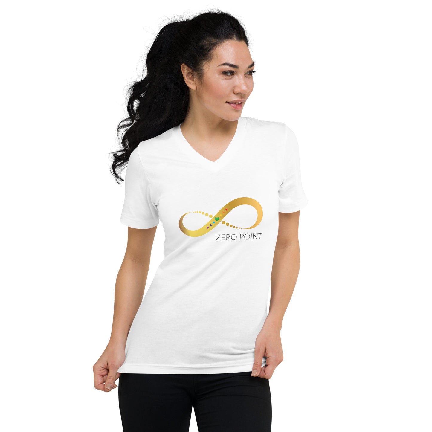 Zero Point Activation Unisex Short Sleeve V-Neck T-Shirt - white