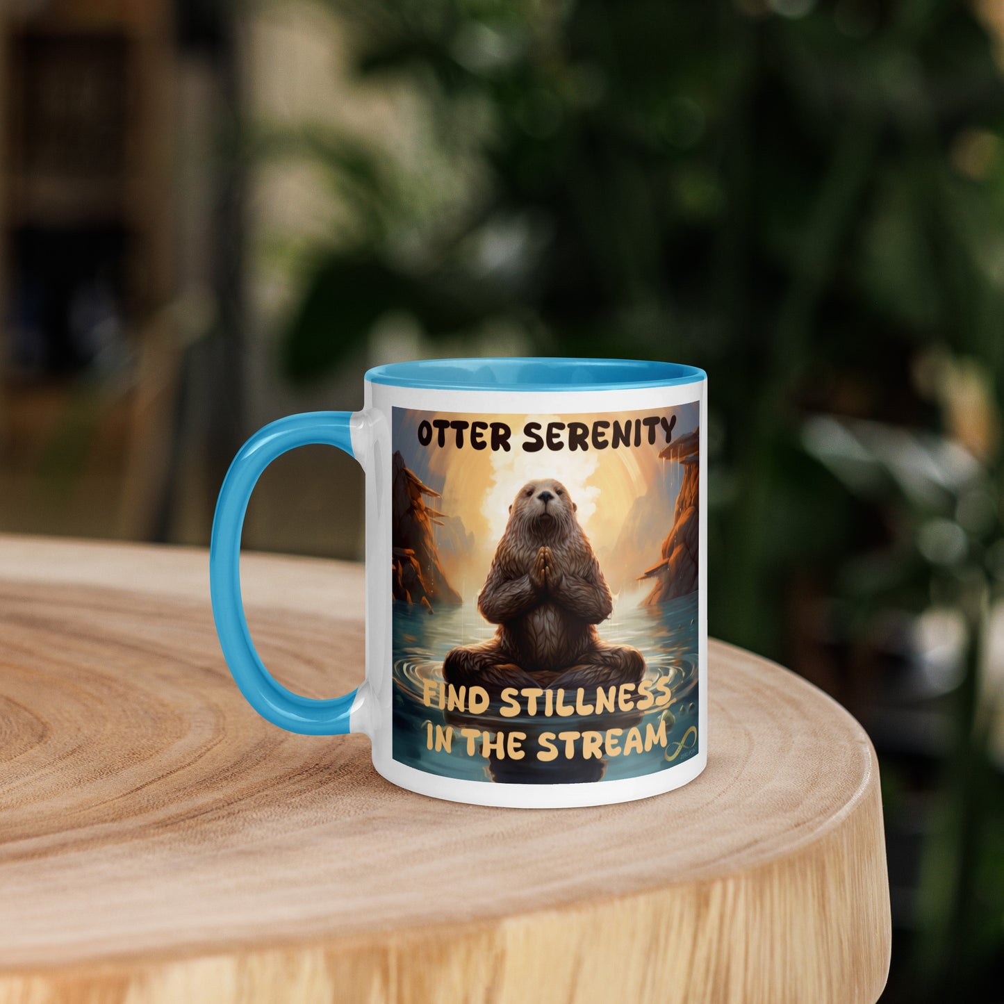 Meditating Zen Otter Mug with Color Inside