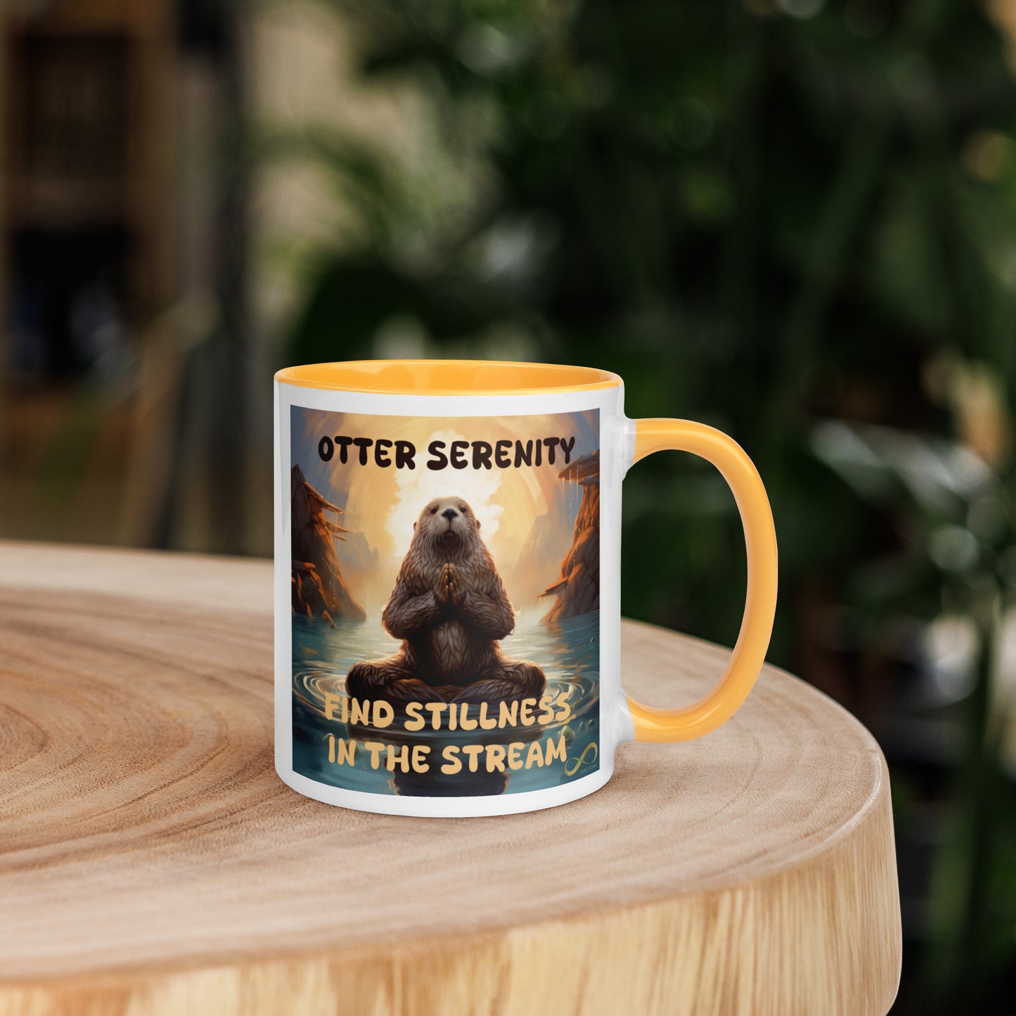 Meditating Zen Otter Mug with Color Inside