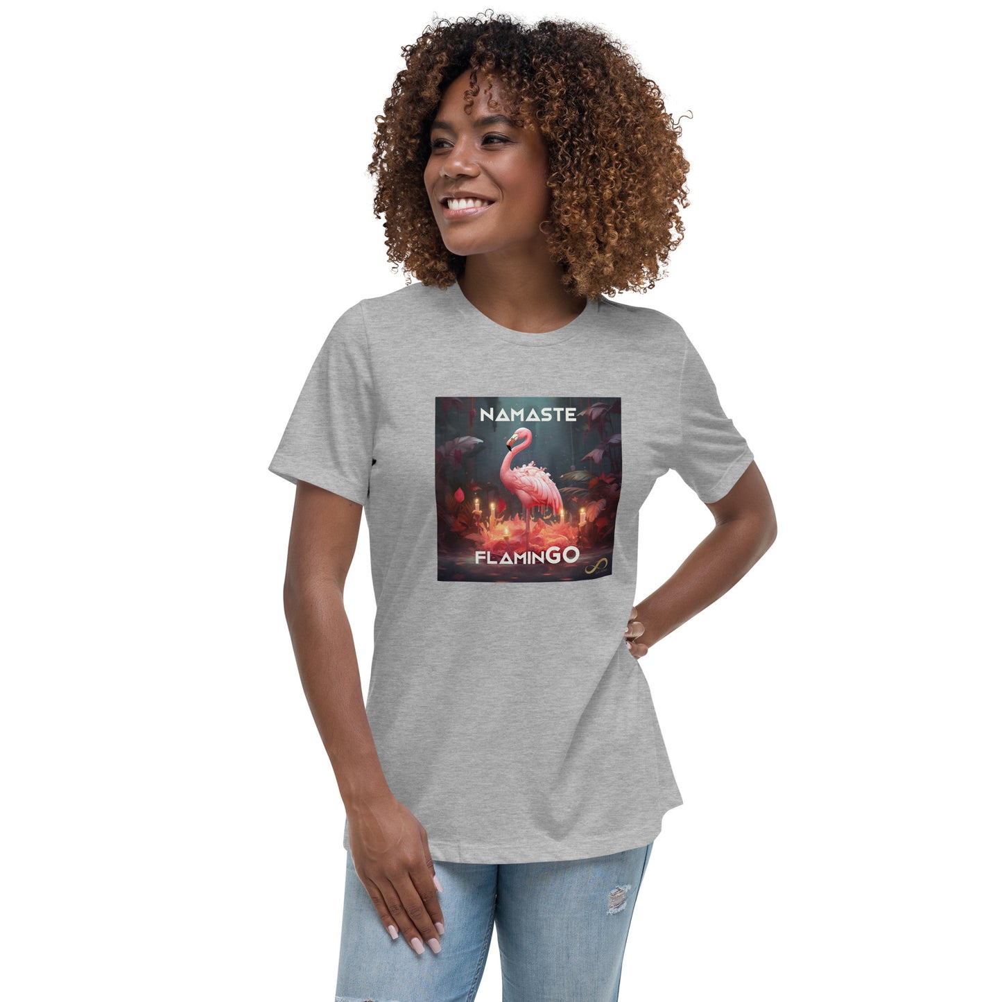 Meditating Zen Flamingo with Mantra Women's Shirt