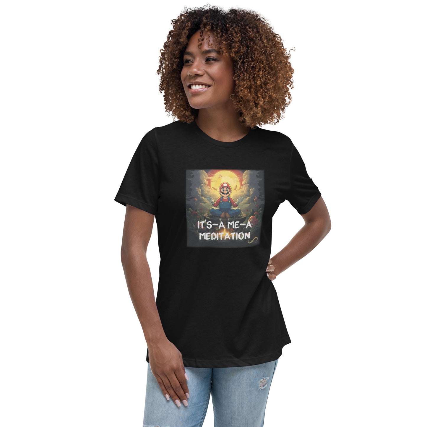 Meditating Zen Gamer with Mantra Women's Shirt