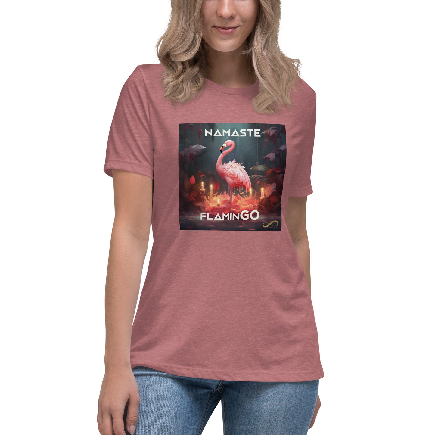 Meditating Zen Flamingo with Mantra Women's Shirt