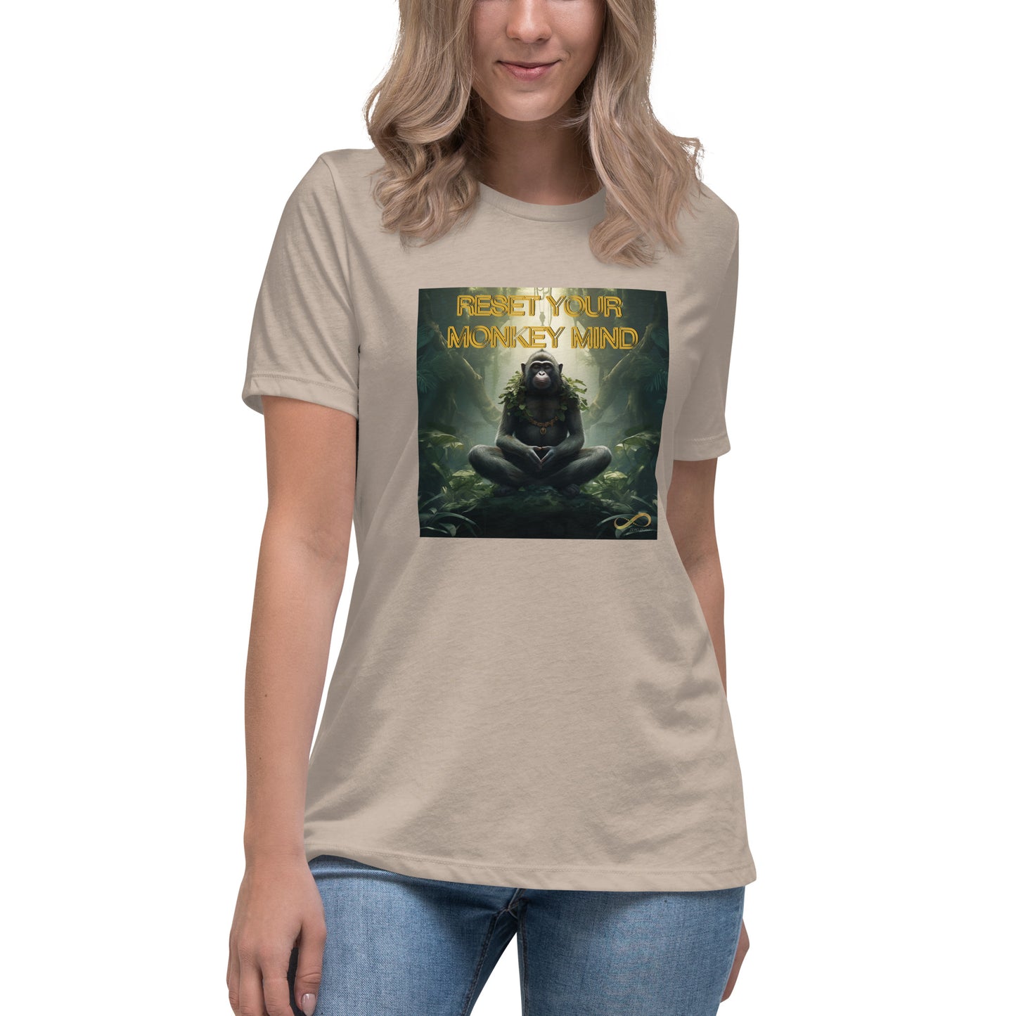 Meditating Zen Monkey Mind with Mantra Women's Shirt