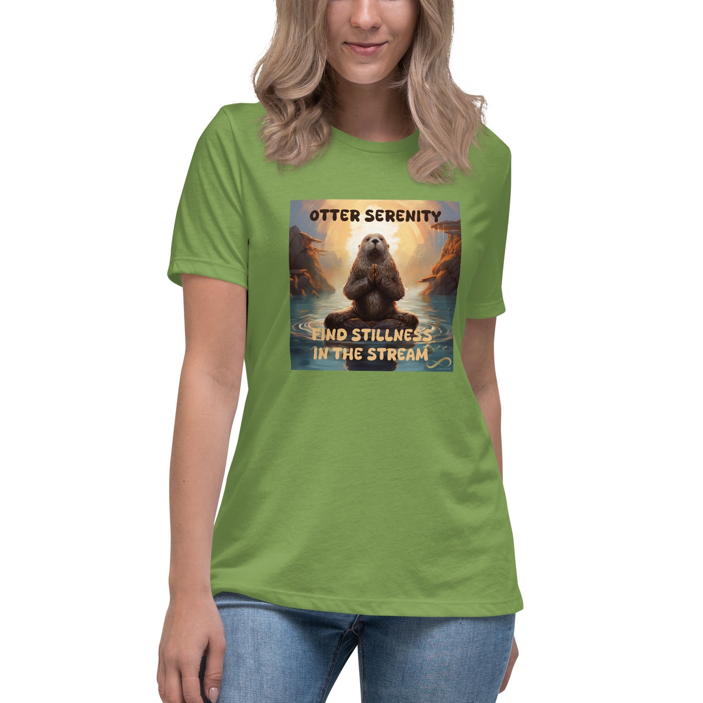 Meditating Zen Otter with Mantra Women's Shirt