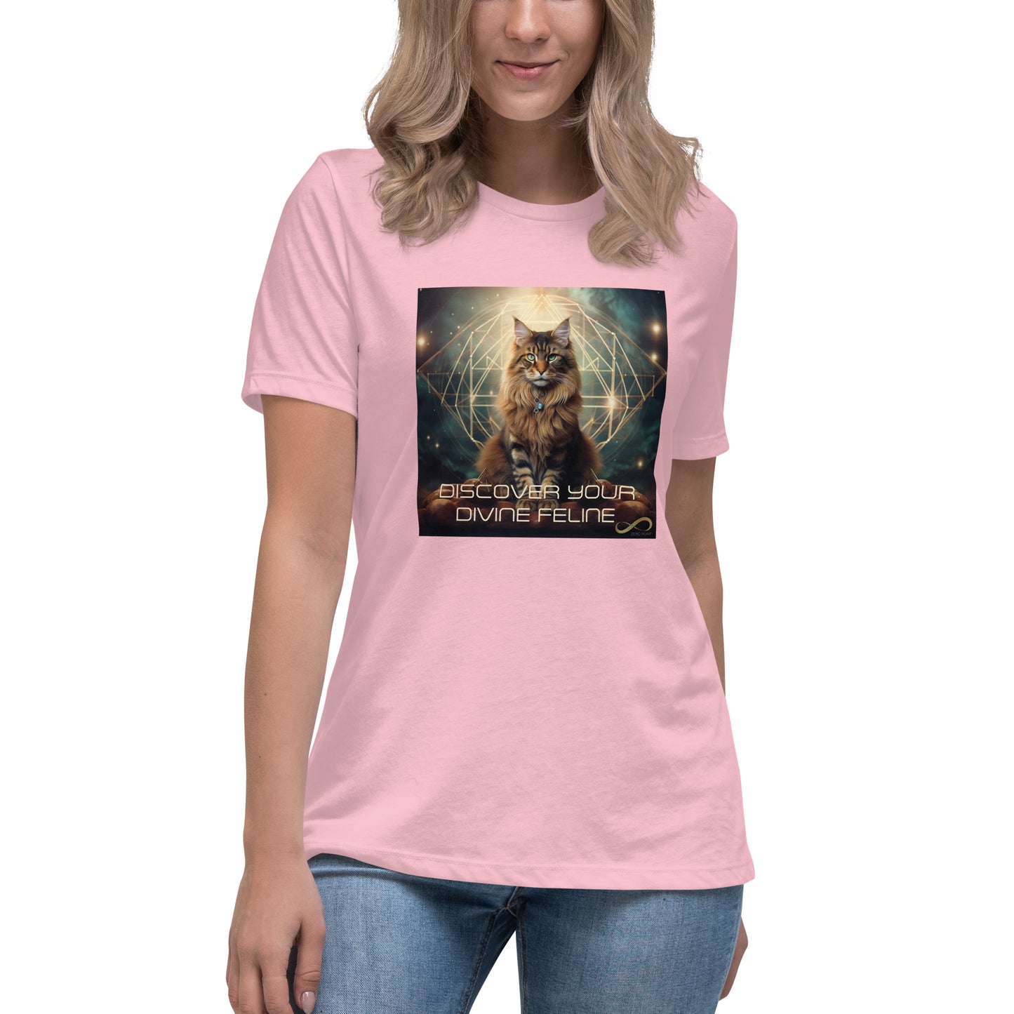 Meditating Zen Divine Feline with Mantra Women's Shirt